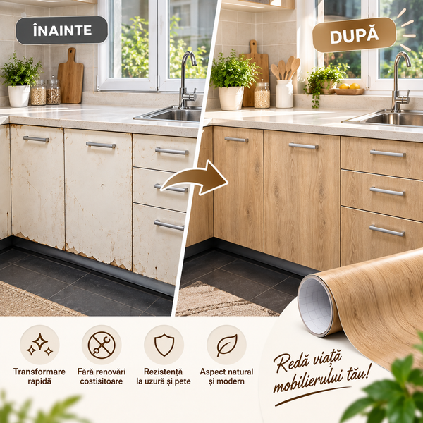 Folie Autoadezivă cu Aspect Lemn (150 × 45 cm)