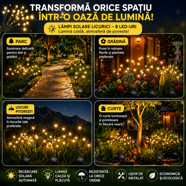 Lampa Solară Licurici (8 LED-uri)