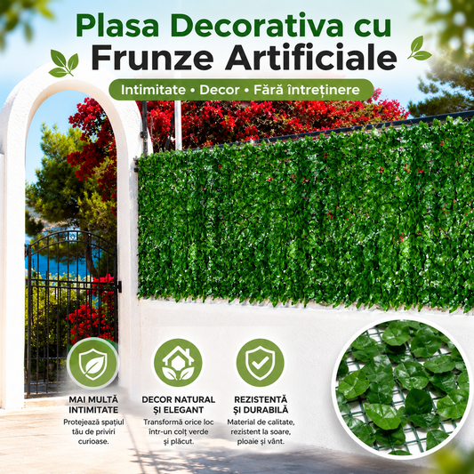 Plasa Decorativa cu Frunze Artificiale