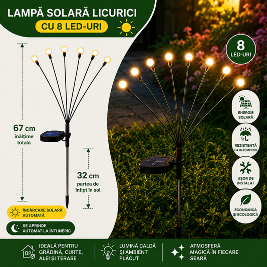 Lampa Solară Licurici (8 LED-uri)